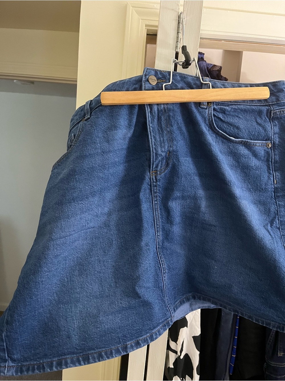 Dark Blue Denim A-Line Skirt NWOT